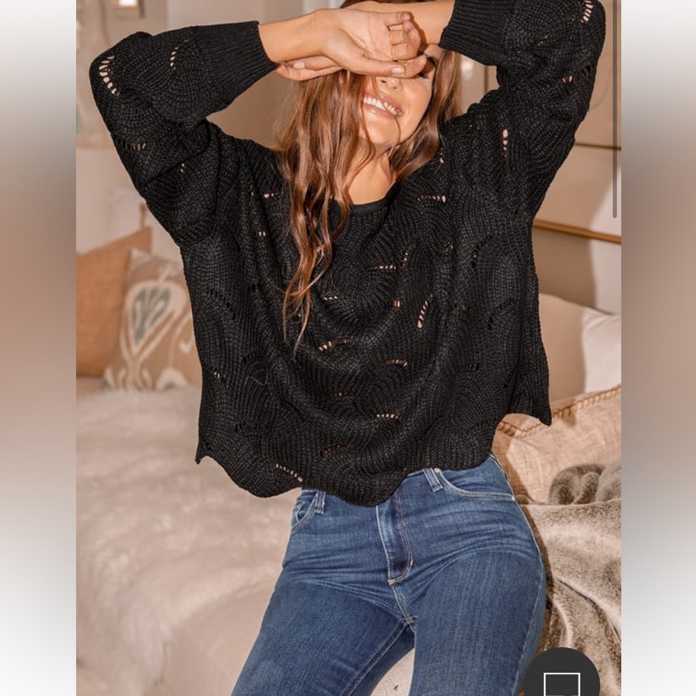 Lulus Black loose knit sweater
